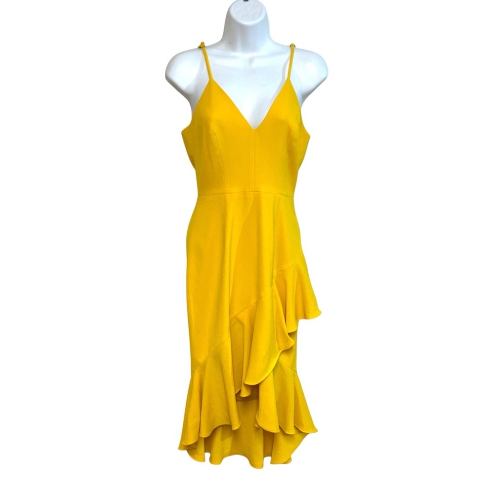 Dress the population XXS Wendy dress canary midi ruffle high low hem event dress - Picture 5 of 17